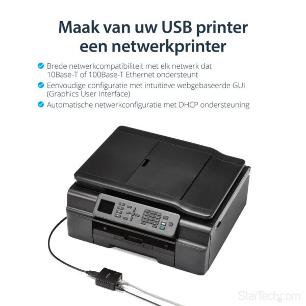 StarTech.com 10/100 Mbit/s Ethernet naar USB 2.0 Netwerk LPR Printserver - Afbeelding 6