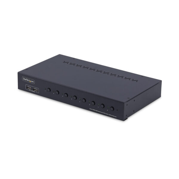 StarTech.com 8-Port HDMI KVM Switch met 1U Rackmontage Kit, 4K 60Hz HDMI 2.0, Drukknop & Hotkey Schakelaar, 4-Port USB Hub, OS O