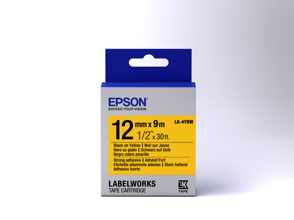 Epson Strong Adhesive Tape - LK-4YBW Strng adh Blk/Yell 12/9 - Afbeelding 2
