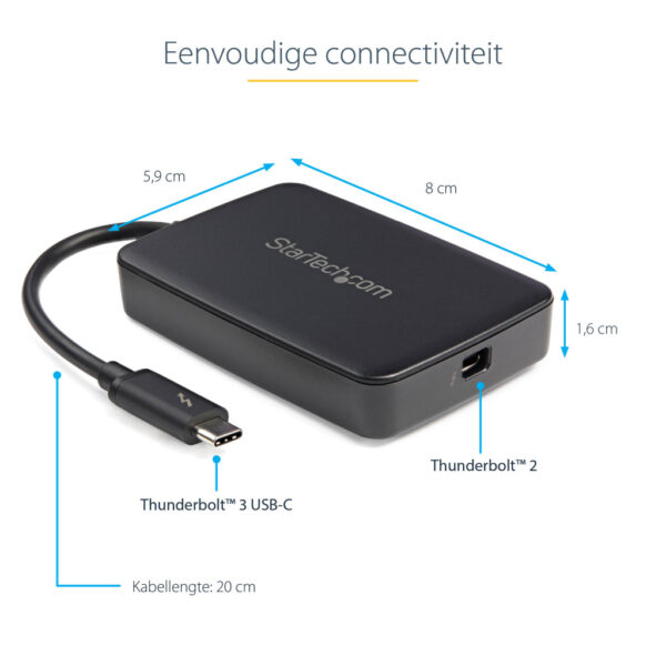 StarTech.com Thunderbolt 3 naar Thunderbolt 2 Adapter, TB3 Laptop naar TB2 Schermen & Apparatuur, Thunderbolt 2 20Gbps of Thunde - Afbeelding 8