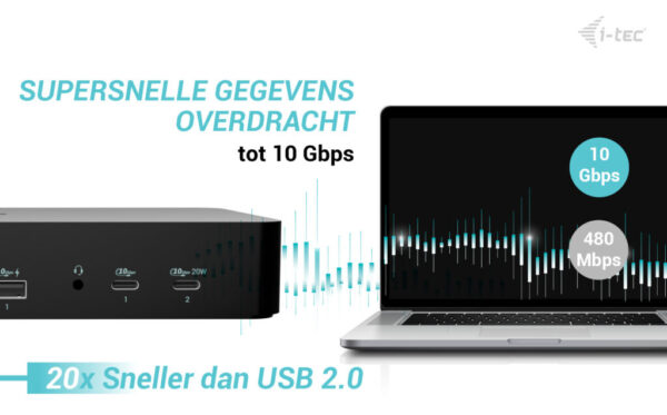 i-tec Universal Intelligent Dual Display Docking Station + Power Delivery 100W - Afbeelding 7