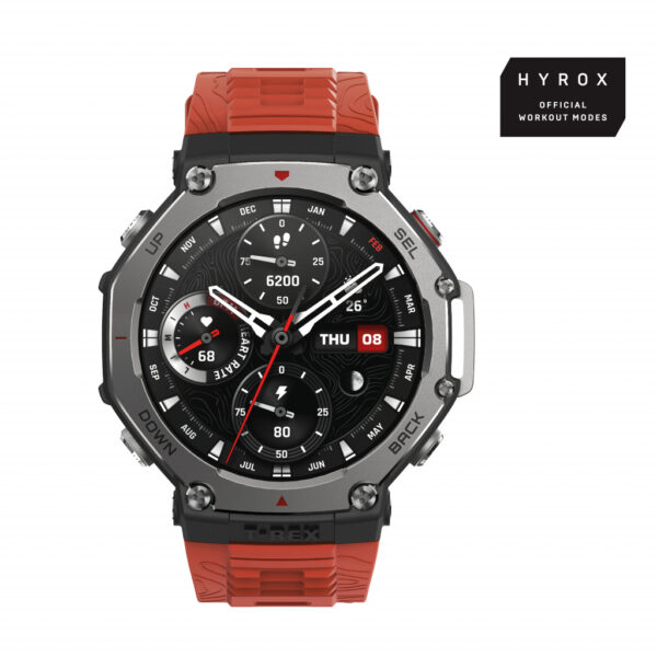 Amazfit T-Rex 3 Lava 3,81 cm (1.5") AMOLED 48.5 mm Digitaal 480 x 480 Pixels Touchscreen Zwart, Roestvrijstaal GPS - Afbeelding 8