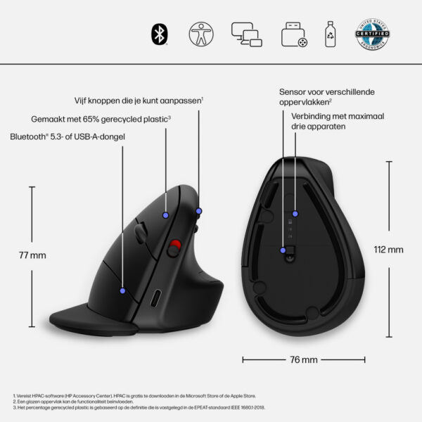 HP 925 ergonomische verticale muis - Afbeelding 12