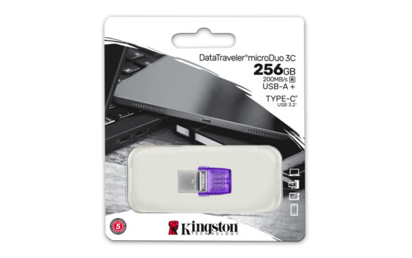 Kingston Technology DataTraveler 256GB microDuo 3C 200 MB/s dubbele USB-A + USB-C - Afbeelding 5