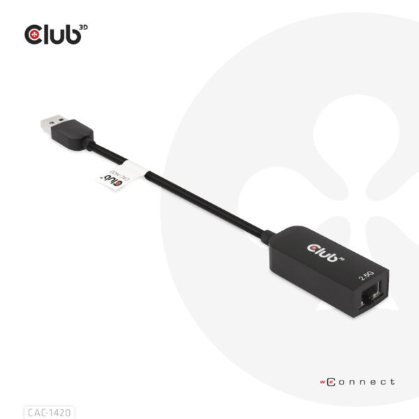 CLUB3D USB 3.2 Gen1 Type A to RJ45 2.5Gbps Adapter - Afbeelding 3