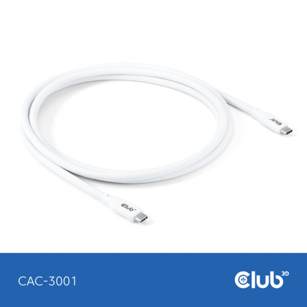CLUB3D USB C oplaadkabel wit siliconen & tangle-free - Afbeelding 7