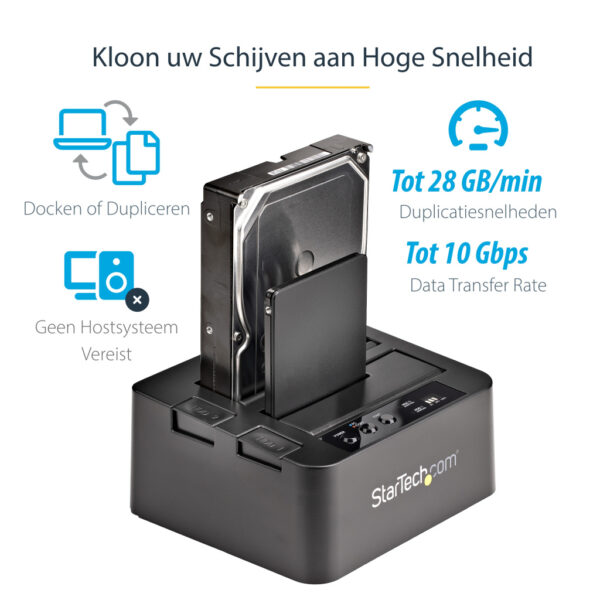 StarTech.com USB 3.1 (10Gbps) Standalone Duplicator Dock voor 2.5" & 3.5" SATA SSD/HDD schijven met Fast-Speed Duplication tot 2 - Afbeelding 8