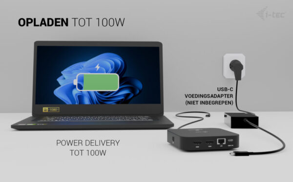 i-tec USB-C Dual HDMI Docking Station with Power Delivery 100 W - Afbeelding 9