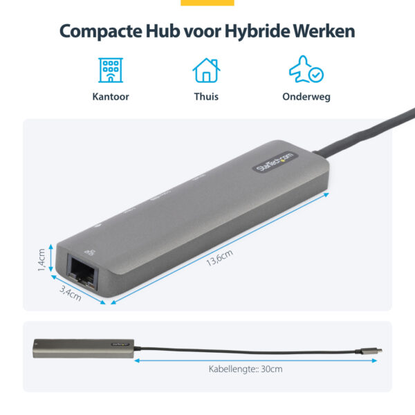 StarTech.com USB C Multiport Adapter - USB-C naar 4K 60Hz HDMI 2.0, 100W Power Delivery Pass-through, SD/MicroSD, 2-Port USB 3.0 - Afbeelding 11