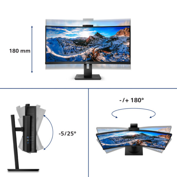 Philips P Line 346P1CRH/00 LED display 86,4 cm (34") 3440 x 1440 Pixels UltraWide Quad HD Zwart - Afbeelding 10