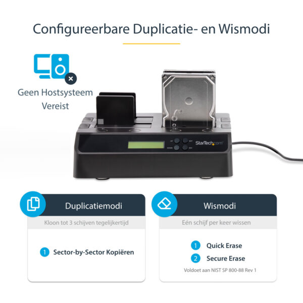 StarTech.com 4-Bay Hard Drive Cloner en Wisser, Standalone 1:3 HDD/SSD Kloner/Copier/Earser, USB 3.0/eSATA naar SATA Docking St - Afbeelding 10