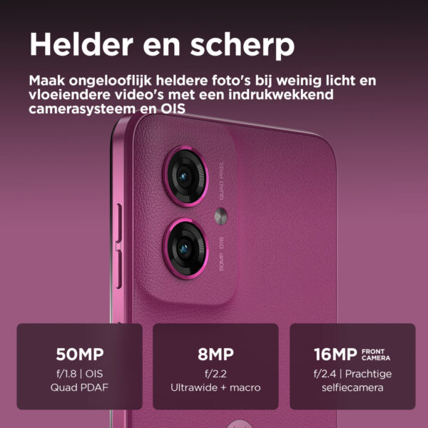 Motorola moto g55 5G 16,5 cm (6.49") Dual SIM Android 14 USB Type-C 8 GB 256 GB 5000 mAh Paars - Afbeelding 6