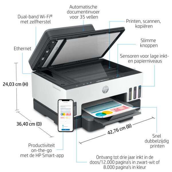 HP Smart Tank 7305 Draadloos All-in-One Kleur Printer, Dubbelzijdig printen; Kopieerapparaat, Scanner - Afbeelding 11