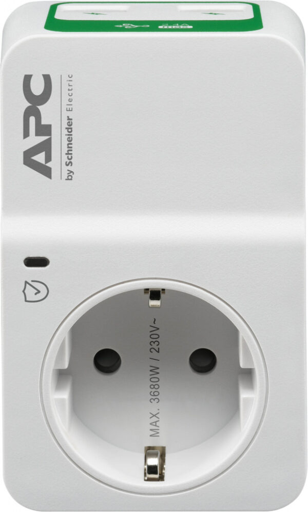 APC PM1WU2-GR Tussenstekker met overspanningsbeveiliging 3680W 1x stopcontact + 2x USB - Afbeelding 2