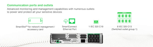 APC Smart-UPS SMT3000RMI2UC- 8x C13, 1x C19, USB, Rackmount 2U, SmartConnect, 3000VA - Afbeelding 12
