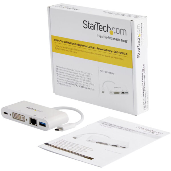 StarTech.com USB C Multiport Adapter, USB-C naar DVI-D (Digitaal) Video Adapter, 60W Power Delivery Passthrough Charging, GbE, U - Afbeelding 6