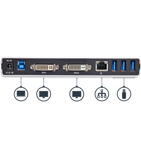 StarTech.com Dual-monitor USB 3.0 docking station met DVI en verticale standaard - Afbeelding 4