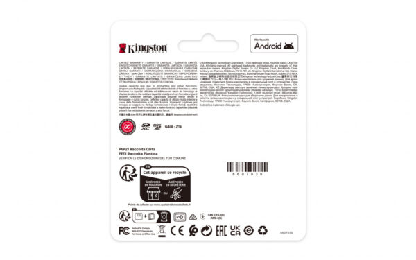 Kingston Technology 64GB microSDXC Canvas Select Plus Gen3 100MB/s A1 kaart + adapter - Afbeelding 5