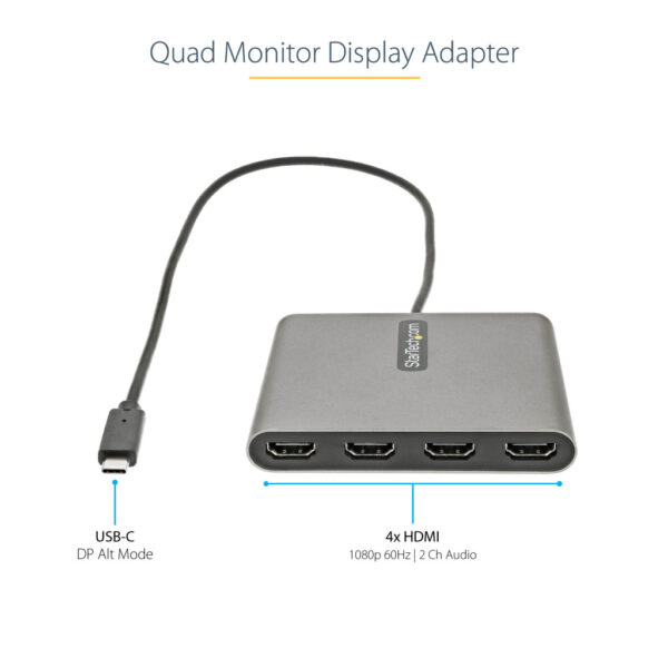 StarTech.com USB C naar 4 HDMI Adapter - Externe Video & Grafische Kaart - USB Type-C naar Quad HDMI Display Adapter Dongle - 10 - Afbeelding 5