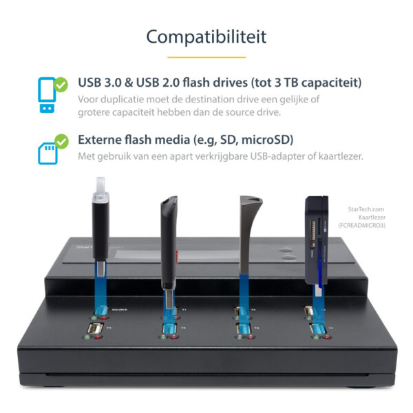 StarTech.com Standalone 1 naar 7 USB Thumb Drive Cloner en Wisser, Multiple USB Flash Drive Kloner, System/File/Whole-Drive Copy - Afbeelding 4