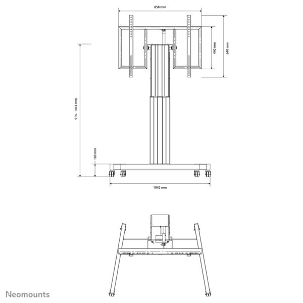 Neomounts PLASMA-M2500TBLACK TV trolley 42-100" - gemotoriseerd - tafel kantelfunctie - Afbeelding 8