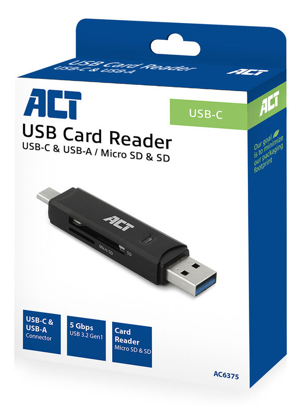 ACT USB-C/USB-A 3.0 card reader - Afbeelding 3