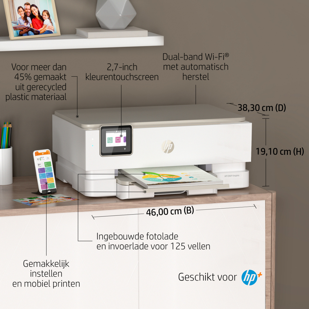 HP ENVY Inspire 7224e Draadloos All-in-One Kleur Printer, Instant Ink; Kopieerapparaat, scanner - Afbeelding 14