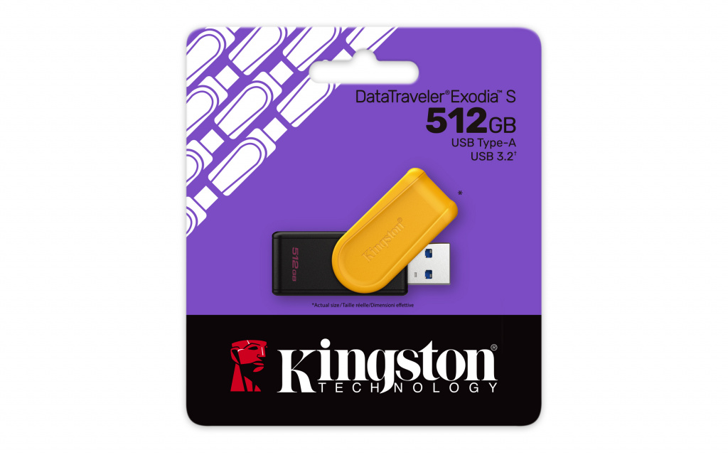 Kingston Technology DataTraveler 512GB Portable USB 3.2 Gen 1 Exodia S (Black/Yellow) - Afbeelding 3