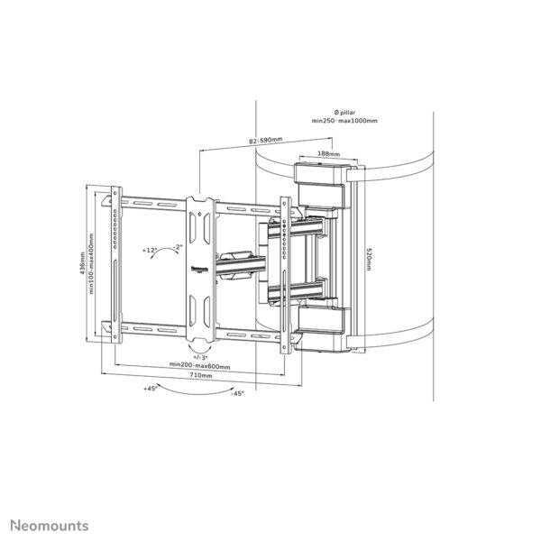 Neomounts WL40S-910BL16 TV-pilaarsteun 40-70" - full motion - diam. 25-100 cm - Afbeelding 16