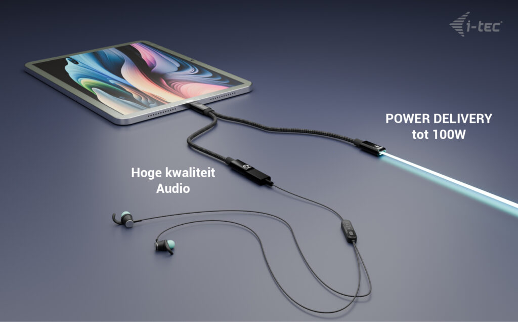 i-tec USB-C Cable Splitter Audio/Data + Power Delivery 100W - Afbeelding 9