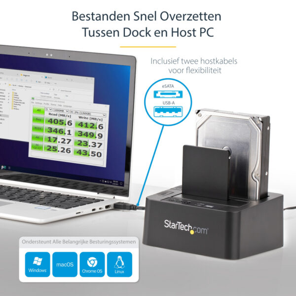 StarTech.com Dual Bay Hard Drive Cloner, Standalone USB 3.2 Gen 1 (5 Gbps) / eSATA naar 2.5/3.5" SATA III HDD/SSD Kloner/Copier, - Afbeelding 8