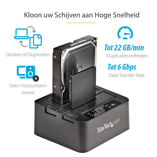 StarTech.com Dual Bay Hard Drive Cloner, Standalone USB 3.2 Gen 1 (5 Gbps) / eSATA naar 2.5/3.5" SATA III HDD/SSD Kloner/Copier, - Afbeelding 5