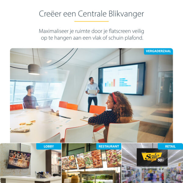 StarTech.com TV Plafondbeugel, Full-Motion Universele Ophangbeugel, VESA Beugel voor Single 32”-75" TVs / Displays, Kantelen/Zwe - Afbeelding 10