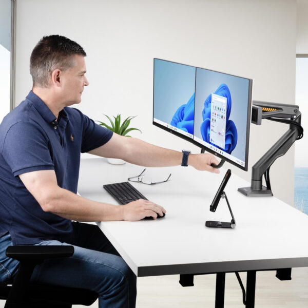 StarTech.com Dual Monitor Arm met Crossbar voor Bureau, Tot 27 inch Schermen, VESA 75x75/100x100, Max 15kg, C-klem, Volledig Sch - Afbeelding 9