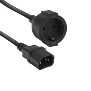 ACT Netsnoer C14 - CEE 7/3 zwart 0,2 m