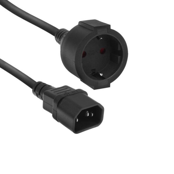 ACT Netsnoer C14 - CEE 7/3 zwart 0,2 m