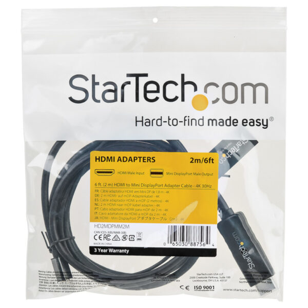StarTech.com HDMI naar mini DisplayPort kabel 4K 30Hz 2 m - Afbeelding 2