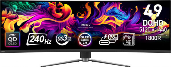 MSI MPG 491CQPX QD-OLED computer monitor 124,5 cm (49") 5120 x 1440 Pixels Dual QHD Zwart - Afbeelding 8