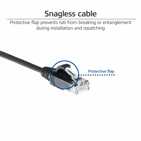 ACT Zwarte 3 meter LSZH U/UTP CAT6 datacenter slimline patchkabel snagless met RJ45 connectoren - Afbeelding 5