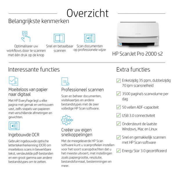 HP ScanJet Pro 2000 s2 Paginascanner 600 x 600 DPI A4 Zwart, Wit - Afbeelding 11