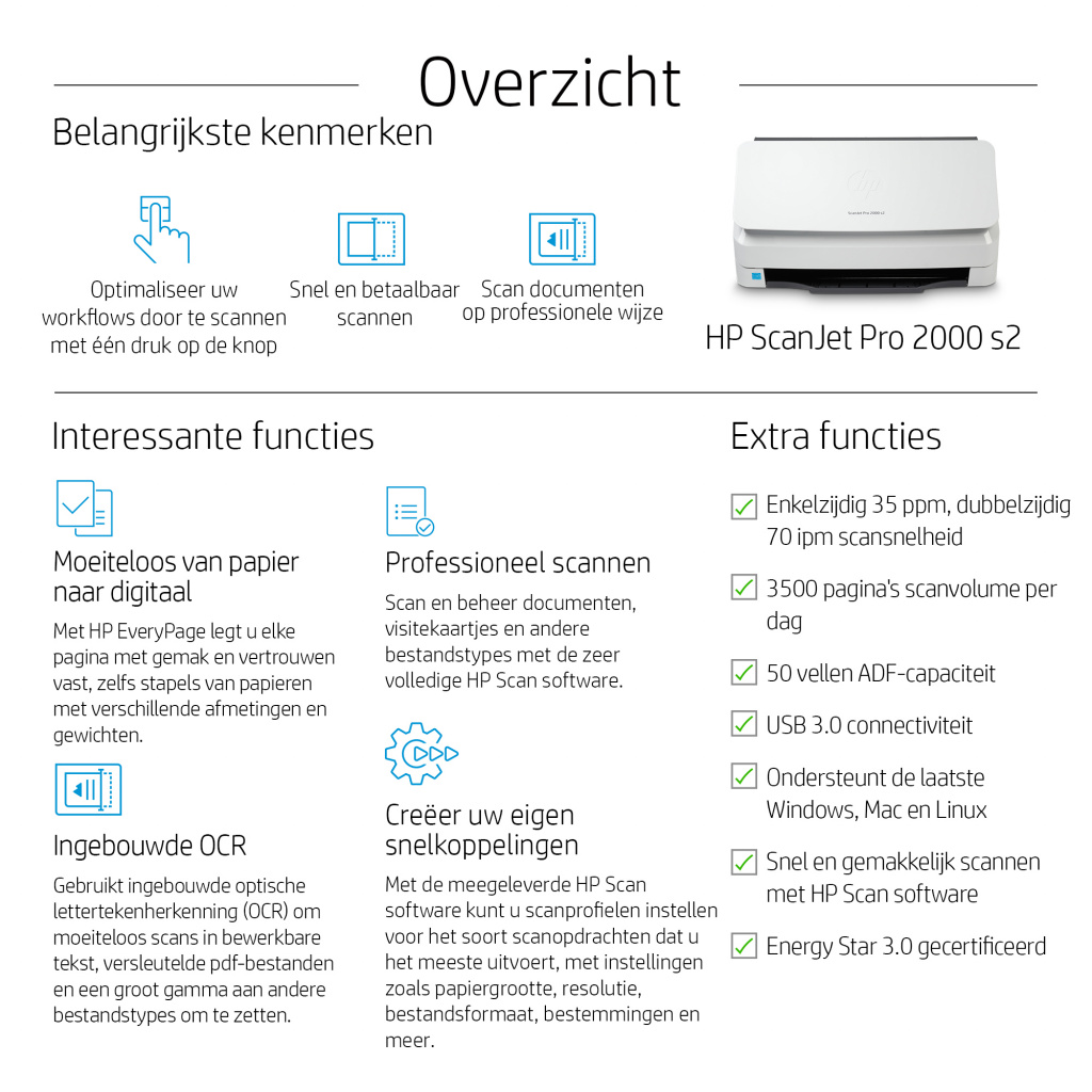 HP ScanJet Pro 2000 s2 Paginascanner 600 x 600 DPI A4 Zwart, Wit - Afbeelding 11