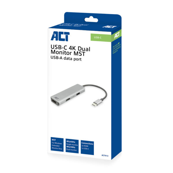 ACT USB-C 4K multiport adapter voor 2 HDMI schermen, USB-A datapoort - Afbeelding 10