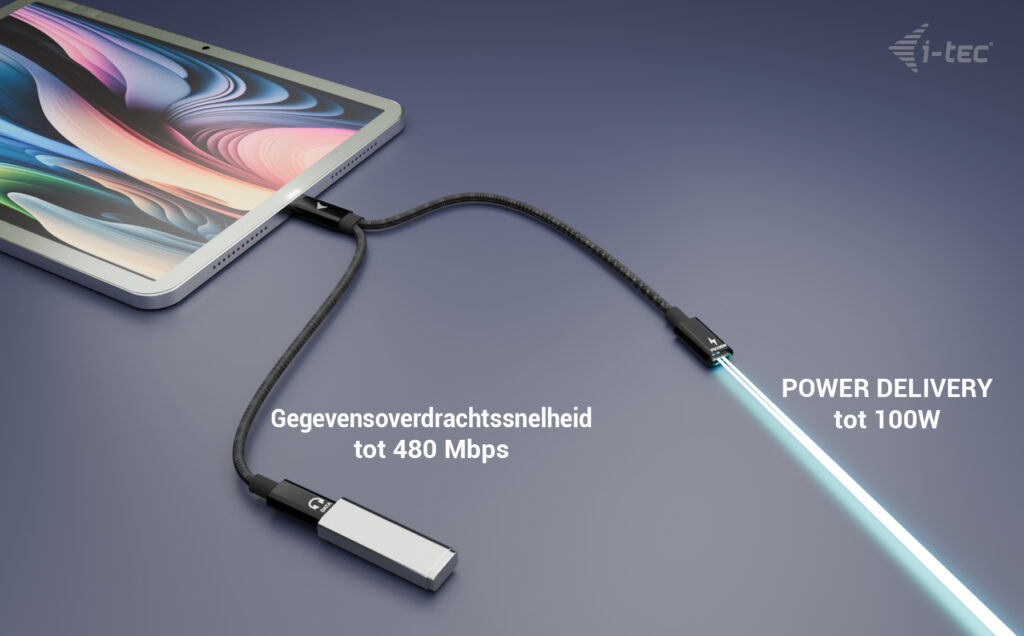 i-tec USB-C Cable Splitter Audio/Data + Power Delivery 100W - Afbeelding 8