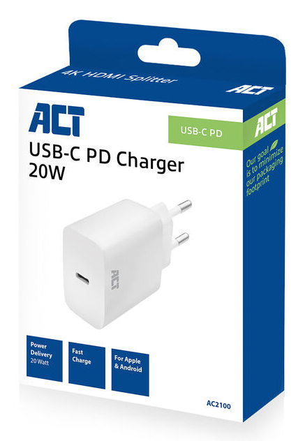 ACT Compacte USB-C Lader 20W voor snel opladen - Afbeelding 5