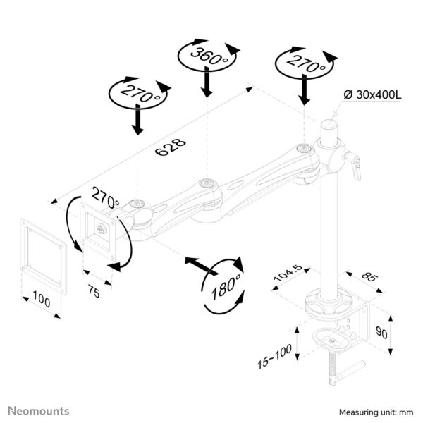 Neomounts FPMA-D930 Monitorarm 10-30" - Afbeelding 4