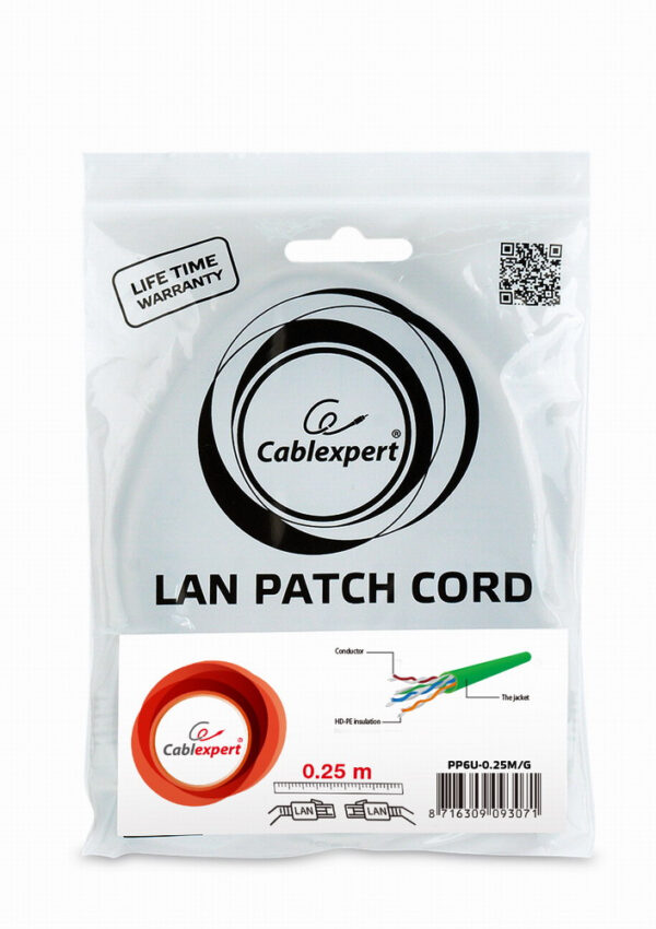 Gembird PP6U-0.25M/G netwerkkabel Groen 0,25 m Cat6 U/UTP (UTP) - Afbeelding 3