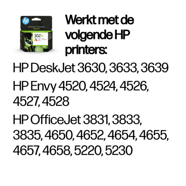 HP 302XL originele high-capacity drie-kleuren inktcartridge - Afbeelding 2