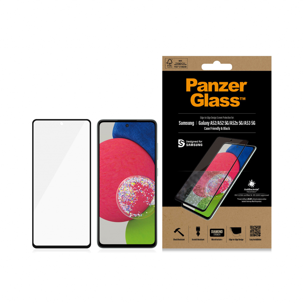 PanzerGlass ® Screen Protector Samsung Galaxy A52 | A52 5G | A52s 5G | A53 5G Doorzichtige schermbeschermer 1 stuk(s) - Afbeelding 3