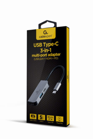 Gembird A-CM-COMBO3-02 laptop dock & poortreplicator Bedraad USB 3.2 Gen 1 (3.1 Gen 1) Type-C Zilver