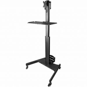 StarTech.com Mobiele Werkplek met Monitorsteun, CPU/PC Houder, Toetsenbord Lade - Ergonomisch Sta Bureau op Wielen - Mobiel Werk